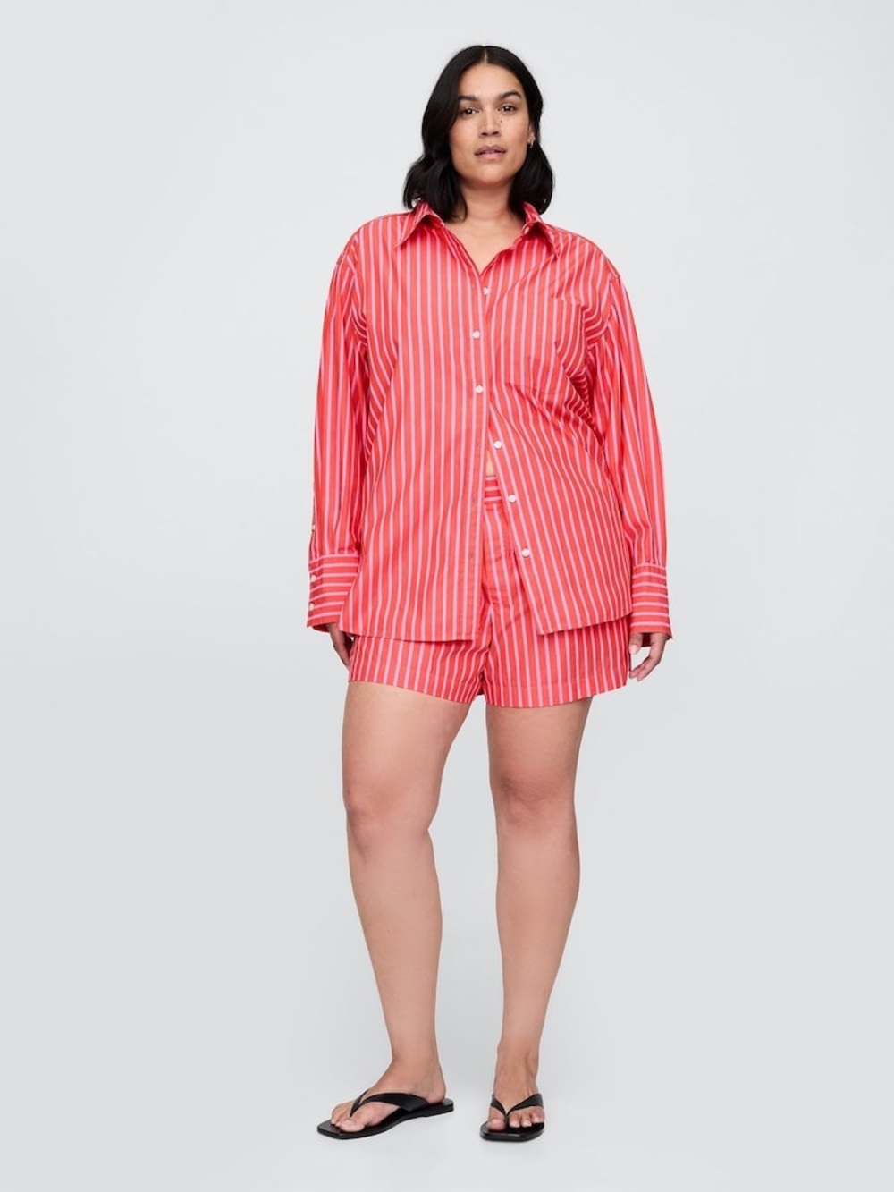 Gap Red Cotton Poplin Striped Shorts